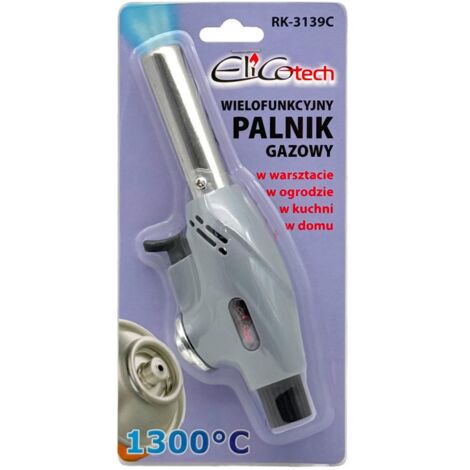 Soplete de gas Elico RK-3139C con rosca 7/16", ideal para cocina y soldadura ligera, encendido piezoeléctrico, llama ajustable, portátil, seguro y recargable
