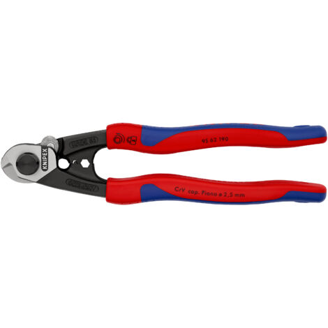 KNIPEX 95 62 190 Cortacables para cable trenzado forjado con mangos multicomponentes 190 mm