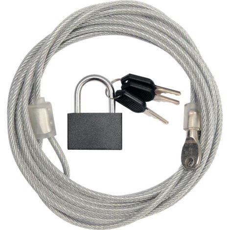 Cable de seguridad y bloqueo Vorel 77815, 3 llaves, color gris, ideal para proteger bienes y evitar robos, diseño duradero, fácil de usar y confiable para aplicaciones industriales.