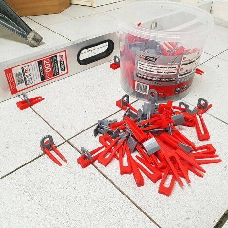 Sistema de nivelación de baldosas AWTOOLS ESTÁNDAR 15 mm 715 mm CLIPS 100 piezas
