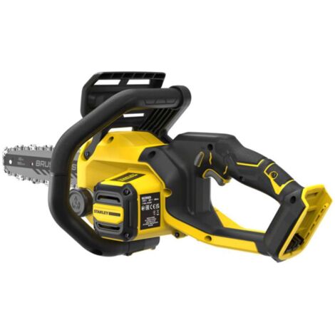 Stanley Fatmax, SFMCCS730B, motosierra inalámbrica 30cm Brushless, poda y corte de madera, sin batería ni cargador, sistema V20 18V, segura y ergonómica, negro con amarillo (1/3)