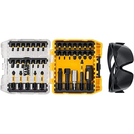 DeWalt DT70733T-QZ - Toughcase: Juego de 38 piezas para taladro - Puntas de atornillador FLEXTORQ - Gafas de seguridad