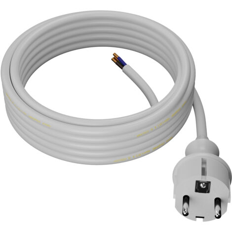 Cable con enchufe Awtools, 2m 2x1,5mm, modelo H05VV-F, ideal para uso doméstico e industrial, color blanco, flexible, seguro, alta durabilidad y fácil manejo. (1/4)