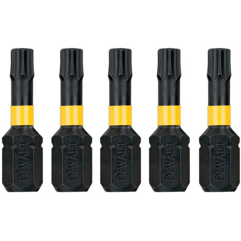 DeWalt DT7384T-QZ pack de 5 puntas torsión de impacto T30, 25mm, ideal para atornillado de alta resistencia, diseño optimizado para mayor durabilidad y rendimiento superior.