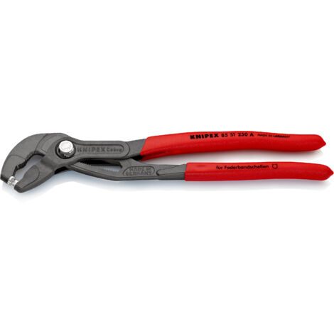 KNIPEX 85 51 250 A Alicate para abrazaderas Mangos plasticos por inmersión antideslizantes gris atramentado 250 mm