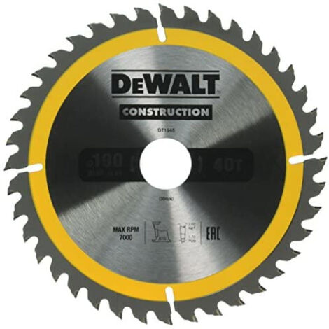 Hoja de Sierra Circular Dewalt DT1945-QZ 190x30 mm 40T Clavada Madera
