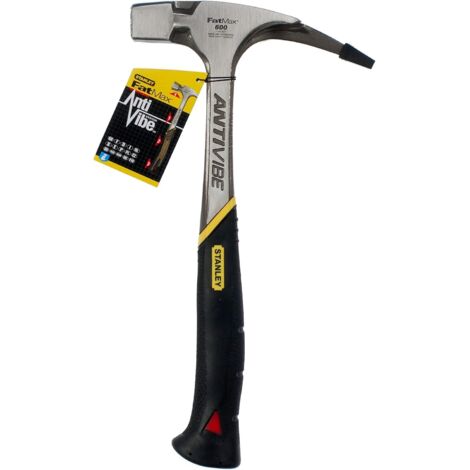 Stanley – Martillo clavador antivibración 600g – Cabeza plana y escuadrada – Mango ergonómico Dynagrip – Para clavar en espacios difíciles (1/5)