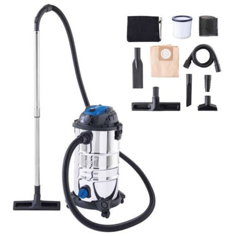 Aspiradora aspirapolvo y liquidos cubo inox 1200w 30lt Scheppach vc30 premium