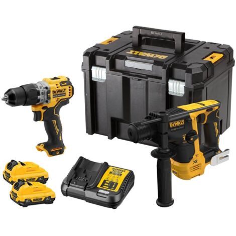 Kit DeWalt DCK2102L2T-QW 12V XR Brushless (DCD706 + DCH072) con 2 baterías de 3Ah, cargador y maletín TSTAK VI