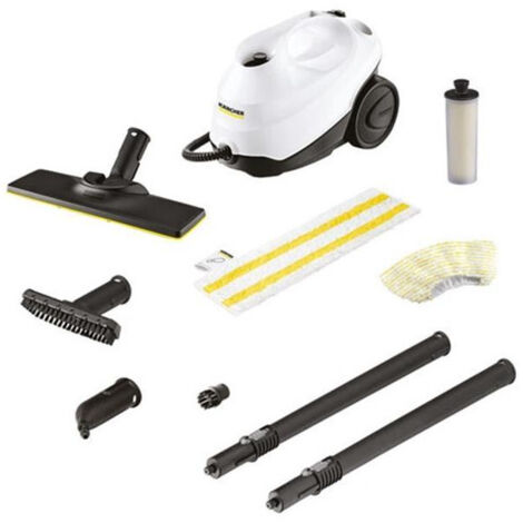 Limpiador a vapor Karcher SC 3 Easyfix blanco, 3,5 bares de presión, calentamiento ultrarrápido en 30 segundos, 1900 W, depósito de 1l, cartucho descalcificador