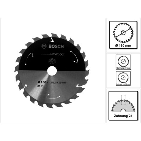 Bosch Professional Disco de sierra circular Standard for Wood (madera, 160 x 20 x 1,5 mm, 24 dientes, accesorio de sierra circular sin cable)
