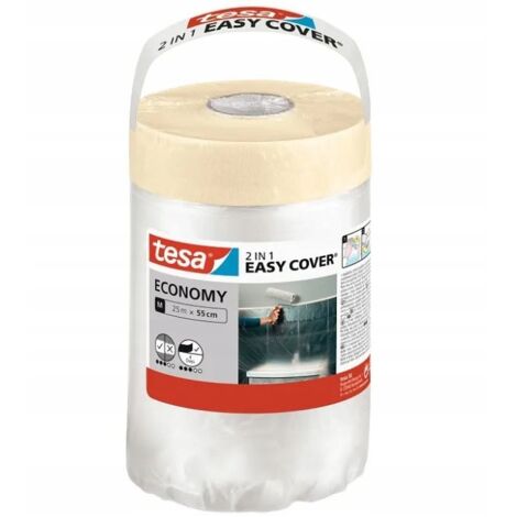 Lámina protectora de pintura y paredes para muebles Tesa con cinta adhesiva de 25 m x 55 cm