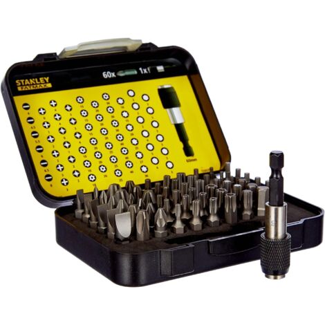Stanley 1-13-902 Juego 61 puntas 25 mm 1/4" Portapuntas magnético