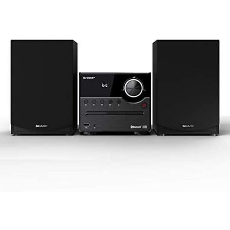 Sharp XL-B512(BK) Microcadena Sound System estereo con radio FM, Bluetooth v5.0, CD-MP3, reproducción USB, altavoces de madera y 45W color negro