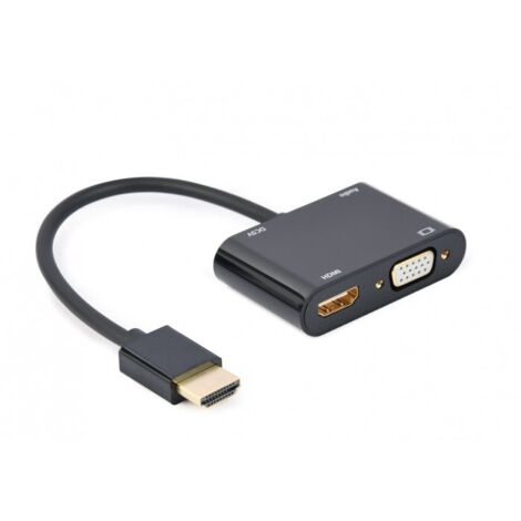 HDMI MACHO A HDMI HEMBRA + VGA HEMBRA + CABLE ADAPTADOR DE AUDIO NEGRO (1/5)