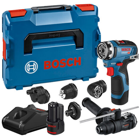 Bosch Professional 12V System GSR 12V-35 FC - Atornillador a batería (Brushless, 35 Nm, 5 cabezales FlexiClick, 2 baterías x 3.0 Ah, en L-BOXX) (1/5)