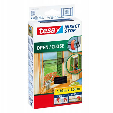 Mosquitera TESA para ventanas, con cierre de velcro, enrollable, negra, 1,3 x 1,5 m (1/5)