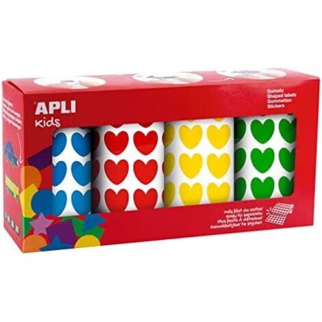 APLI GOMETS CORAZONES PERMANENTES 20X18MM 7080U PACK 4 ROLLOS C/SURTIDOS (1/4)