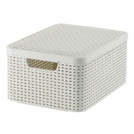 Cesta Curver Style M con tapa - Crema, 18L - para cocina y baño