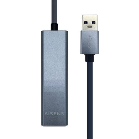 Hub USB 3.0 Aisens A106-0401/ 3xUSB/ 1xRJ45/ Gris (1/4)