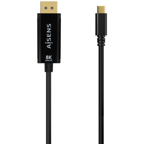 Cable Conversor Aisens A109-0688/ USB Tipo-C Macho - DisplayPort Macho/ 0.8m/ Negro (1/3)