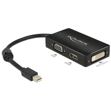 Adapterkabel mini displayport 1.1 stecker 1 x vga + 1 x hdmi + 1 x dvi 24+1 schwarz delock (1/2)