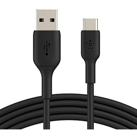 Belkin BoostCharge cable USB C, (cable USB-C a USB-A, cable USB Tipo C para iPhone 16, iPhone 15, Samsung Galaxy S24, S23, Pixel, iPad Pro, MacBook, Nintendo Switch y otros), 3 m, negro (1/5)