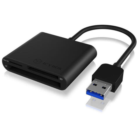 CardReader USB3.0 CF/SD/MicroSD ICY BOX Hostanschluss passiv Black (1/4)