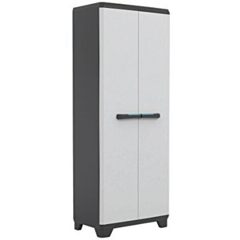 Armario Alto de Almacenamiento Linear de KIS - 68 x 39 x 173 cm - Negro y gris
