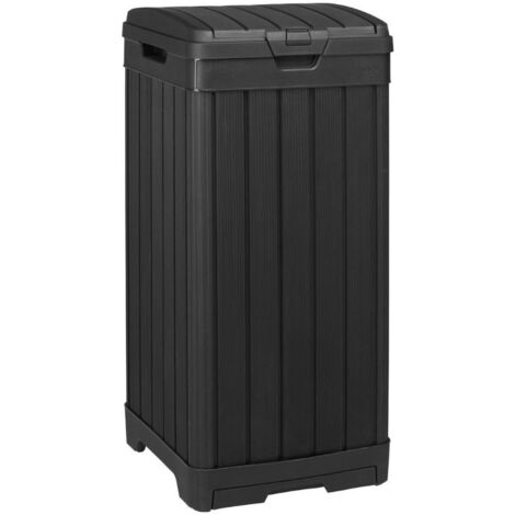 Keter – Cubo de basura de plástico 125 L – Resistente a humedad y rayos UV – Doble cierre hermético – Compartimento extraíble para limpieza (1/4)