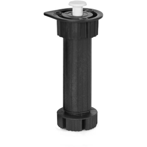 Pata regulable para mueble de cocina, modelo 409, de abs con tapón y acabado negro, ø49 x 138/158 mm, blíster 4 uds (1/3)