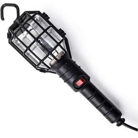 Lámpara portátil con pantalla 60 w 250 v e27, mango de goma negro, cable 5 m, interruptor y gancho, en bolsa (1/5)
