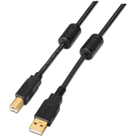 CABLE AISENS USB TIPO-A MACHO A USB TIPO-B MACHO FERRITA DOBLE APANTALLADO 2M NEGRO A101-0009 (1/2)
