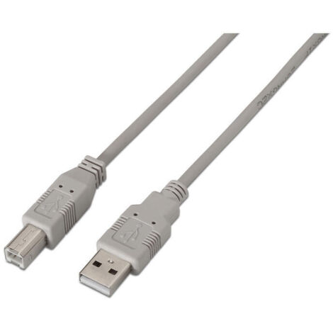 Cable USB 2.0 Impresora Aisens A101-0001/ USB Tipo-B Macho - USB Macho/ Hasta 2.5W/ 60Mbps/ 1m/ Beige (1/2)