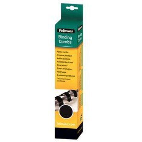 Pack de 25 Canutillos de Plástico para Encuadernación Fellowes 5330702/ 8mm/ Negro (1/4)