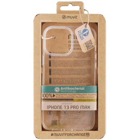 muvit for change funda recycletek compatible con Apple iPhone 13 Pro Max antibacterias transparente (1/2)