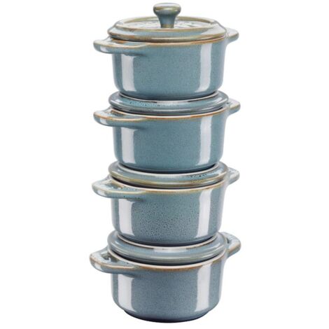 Staub Mini Cocotte Set 4-Piece round,Cermamic,Antique Turquoise (1/5)