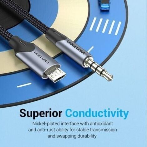 Cable Audio Vention BDGBH/ MicroUSB Macho - Jack 3.5 Macho/ 2m/ Negro (1/2)