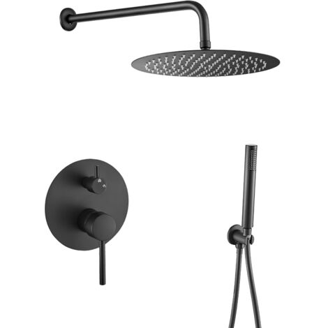 VALAZ Ducha empotrada monomando pared redonda negro mate serie jucar - 20cm (1/6)