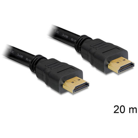 DeLOCK 20m, HDMI - HDMI - cables HDMI (HDMI - HDMI, 20m, HDMI, HDMI, Bolsa de plástico) Negro (1/2)