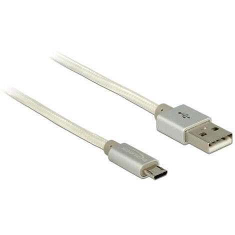 Usb cable delock a - micro-b m/m 1.00m blanco textilmantel (1/2)