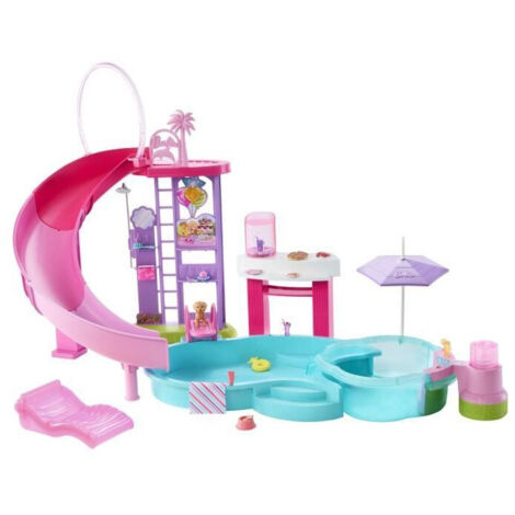 Barbie - Coffret Piscine de Reve - Toboggan et jacuzzi - Plus de 20 accessoires - Barbie - JFP01 (1/5)