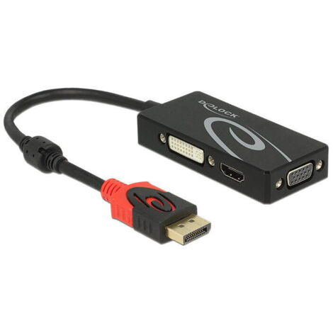 Delock adaptador displayport 1.2 macho  vga / hdmi / dvi hembra 4k pasivo negro (1/2)