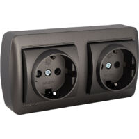 Base fija doble 2p+t, 16a 250v. de superficie. serie mural