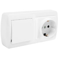 BASE FIJA 2P+T 16A 250V + CONMUTADOR E INTERRUPTOR 10AX 250V 148X72X42MM S. MURAL SOLERA MUR63U