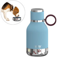 CUENCO PARA PERROS ASOBU FIJADO A UNA BOTELLA TÉRMICA DE ACERO INOXIDABLE DE 1 LITRO, AZUL AD-N-ART INC. SDB1 AZUL