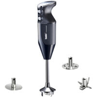 bamix Set de batidora de mano M250 PRIME con multicuchilla, Mezclador, Disco giratorio de acero inoxidable, 250 vatios, 2 velocidades, Made in Switzerland, Negro/cromado