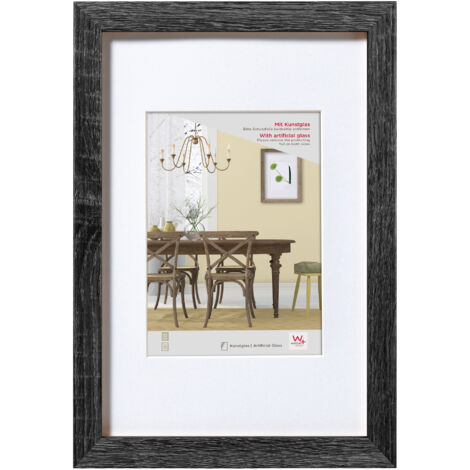 Fiorito Holzrahmen Kunstglas, 50x60 cm, dunkelgrau