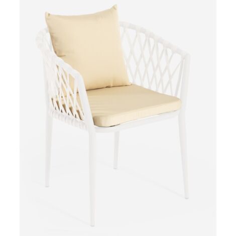 Set 2 cuscini beige per sedie giardino esterno 46x46 h35cm Verve