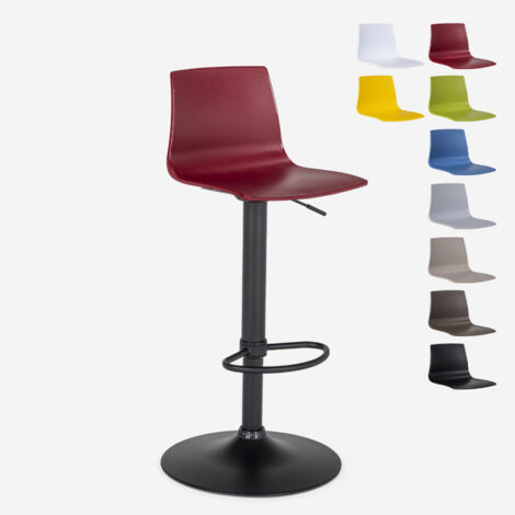 Sgabello cucina bar design base nero opaco regolabile Grand Soleil Imola Matt - Bordeaux